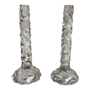 Van Day Truex (After), Pair Oversized Faux Rock Crystal Candlesticks