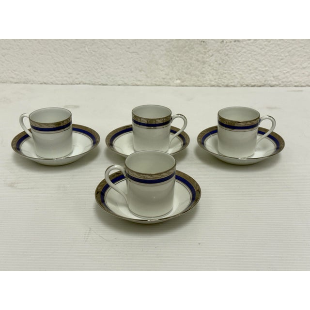 Design Plus Gallery presents a Set of Four Porcelain Cups with Matching Saucers from Rocal Limoges, France. Rocal was the...
