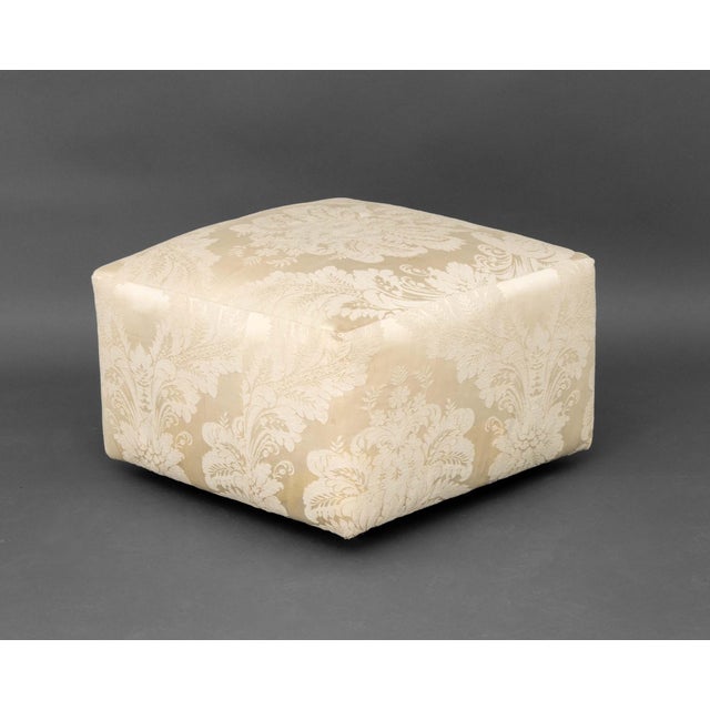 Textile Modern White Silk Damask Ottoman For Sale - Image 7 of 8