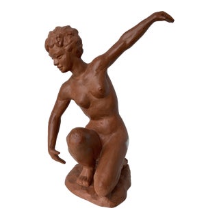 Earthenware Sculpture of Nude Woman by Paul Serste For Sale