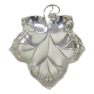 Vintage WMF Germany Small Silver Plated Maple Leaf 9" Trinket Candy Dish Bowl For Sale
