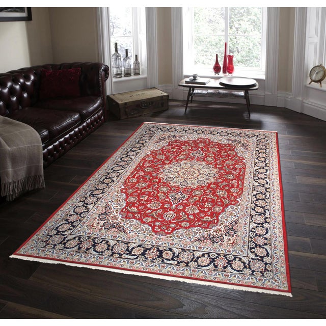2020s Persian Isfahan Silk & Wool Red Area Rug- 5' 0" X 7' 8" For Sale - Image 5 of 5