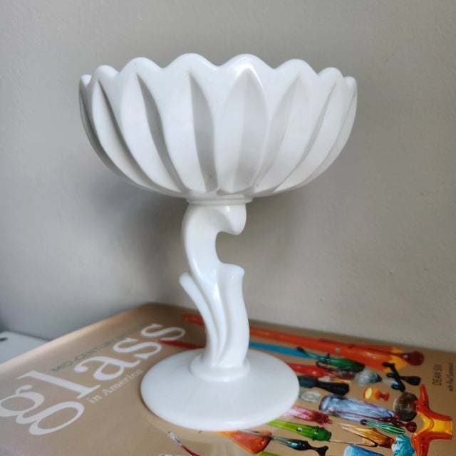 Vintage Milk Glass Tulip Pedestal Dish For Sale - Image 12 of 12