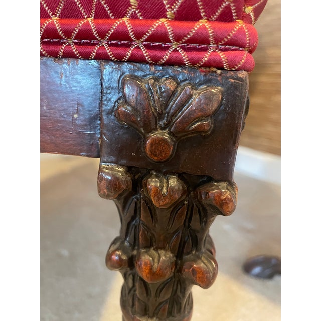 Traditional Early 20th Century Pair of Georgian-Style Carved Mahogany Wingback Armchairs For Sale - Image 3 of 7