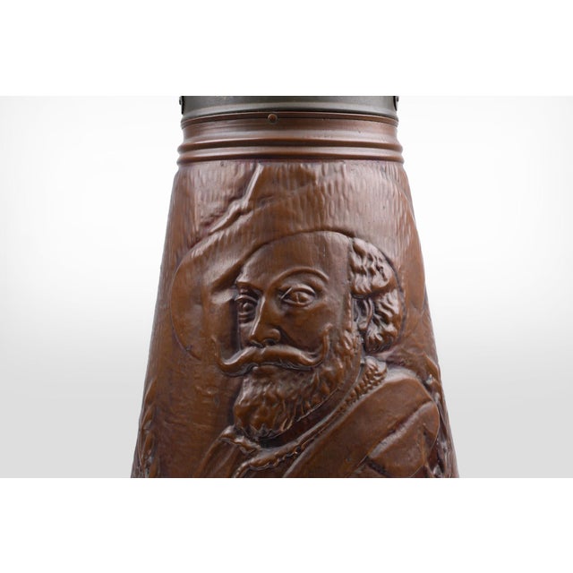 Mid-Century Modern Copper Umbrella Stand with Hammered Relief of Vermeer, France, 1900s For Sale - Image 3 of 14