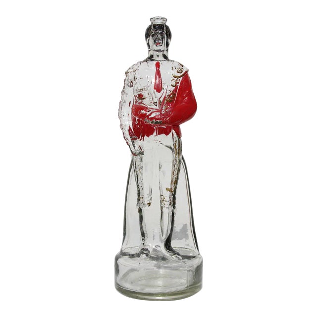 1960s Spanish Figurative Bullfighter Glass Bottler For Sale