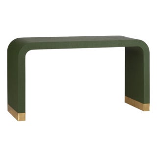 Waterfall Raffia Console - Green For Sale