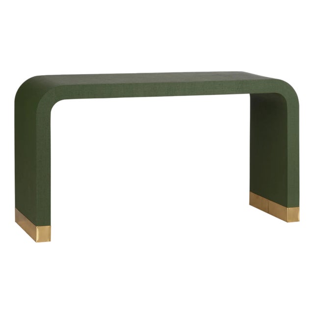 Waterfall Raffia Console - Green For Sale