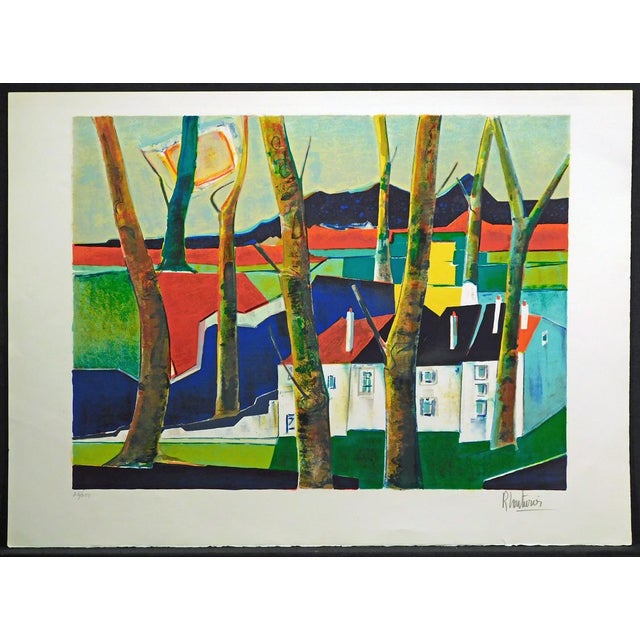 Beaux-Arts Rene Couturier "Coucher Du Soleil" Signed Artwork Lithograph Unframed Print, France For Sale - Image 3 of 5