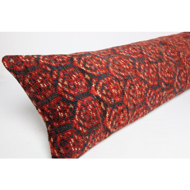 Early 20th Century Antique Organic Handmade Rug Pillow Cover -14'' X 47'' For Sale - Image 5 of 10