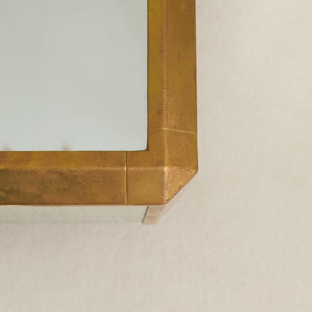 Metal French Mirror + Brass Square Coffee Table, 1970s For Sale - Image 7 of 11