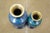 3 Chinese Brass Cloisonne Blue Enameled Floral Bud Vases & Ashtray For Sale - Image 6 of 14