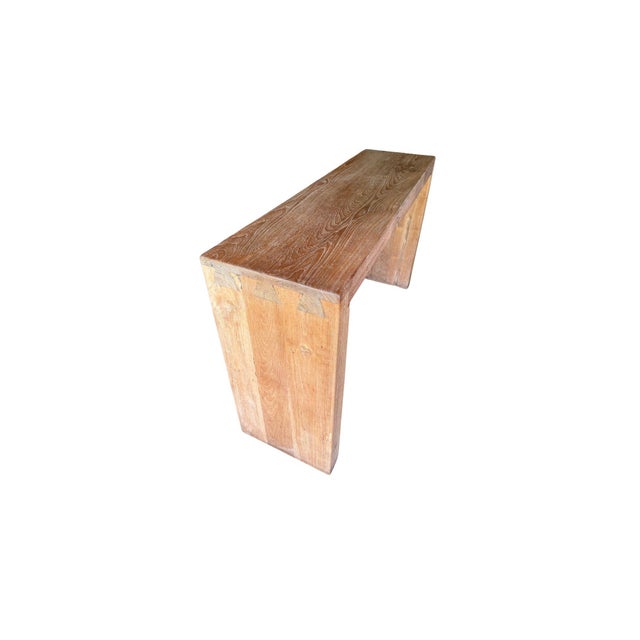2020s Minimalist Solid Teak Wood Console Table, Natural Finish Modern Organic For Sale - Image 5 of 7