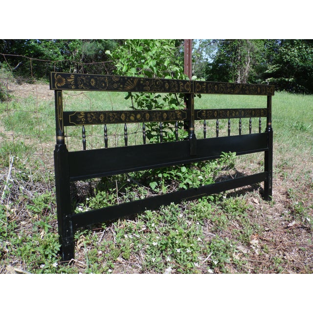 Vintage Hitchcock Colonial Harvest Black Stenciled Litchfield King Bed