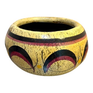 Midcentury Mexican Hand-Painted Pottery Planter For Sale