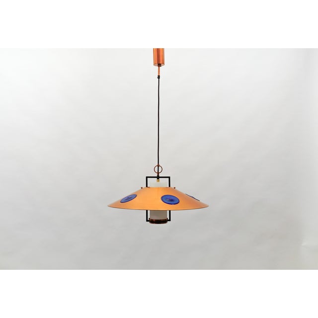 Mid-Century Modern Opal Glass Lamp with Copper Shade and Fixture, 1950s For Sale - Image 12 of 15