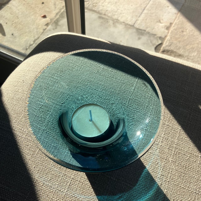 Glass Rosendahl Copenhagen Design by Lin Utzon Blue Glass Votive Candle Holders New For Sale - Image 7 of 8