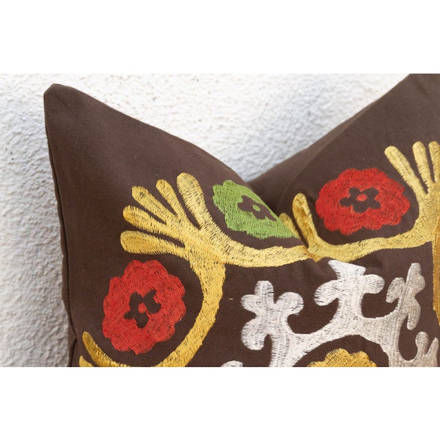 Traditional Radiating Floral Suzani Pillow Cover For Sale - Image 3 of 8