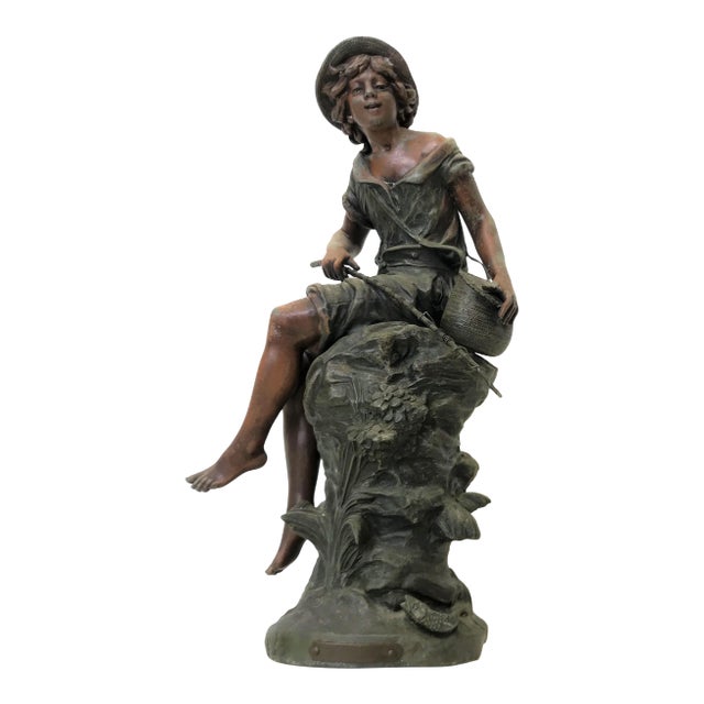 Replica of 19th Century French Artist Auguste Moreau's Sculpture Signed 'Pêcheur' For Sale