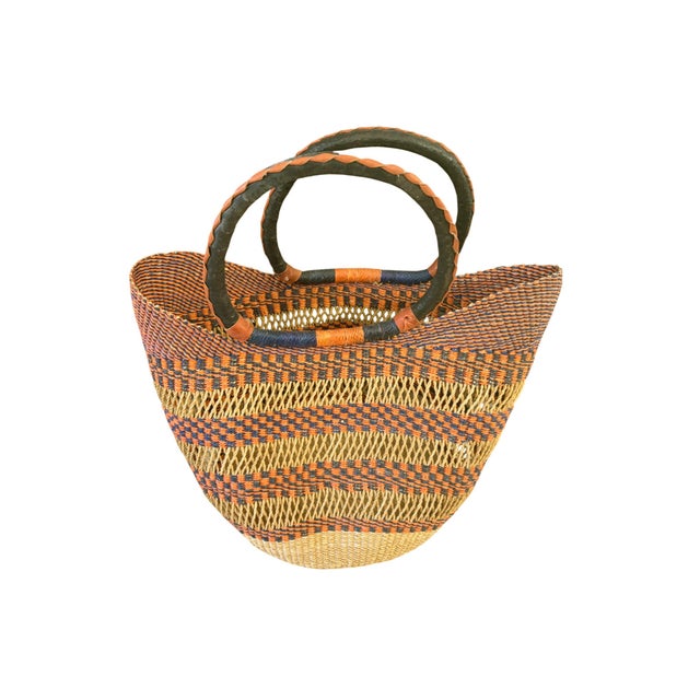 Large African Ghanian Bolga Basket 19" H by 19" W For Sale In New York - Image 6 of 8