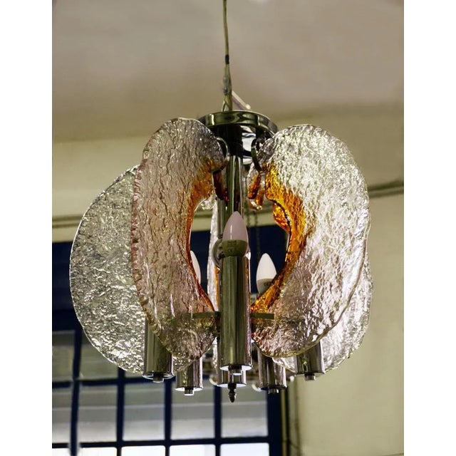 Blown Glass Chandelier attributed to Mazzega, 1970s For Sale - Image 6 of 7