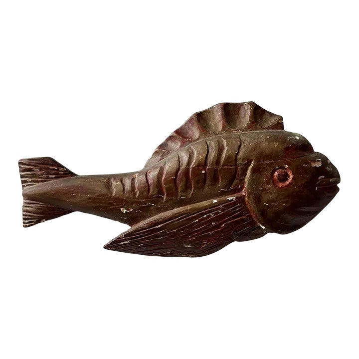 Antique Hand-Carved Fish Trade Sign With Gilt Painted Surface, Circa ...
