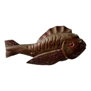 Antique Hand-Carved Fish Trade Sign With Gilt Painted Surface, Circa Late 19th - Early 20th Century