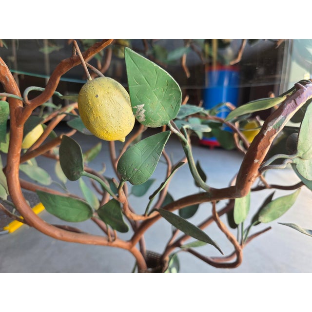 Vintage Mid Century Gueridon Glass Top Tole Lemon Citrus Table For Sale In Sacramento - Image 6 of 12
