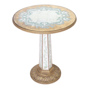 Italian Venetian Style Mirrored Round Pedestal Stand or Table