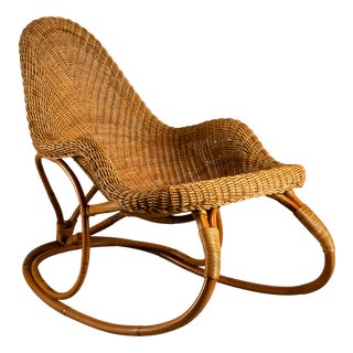 Art Nouveau Rocking Chair in Wicker by Victor Horta, 1905 For Sale