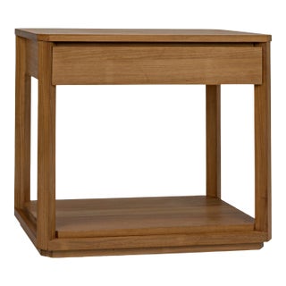 NOIR Sylvia One Drawer Side Table in Gold Teak For Sale