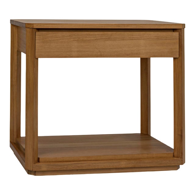 NOIR Sylvia One Drawer Side Table in Gold Teak For Sale