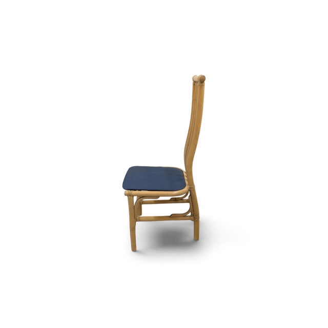 Wood High-Back Bamboo Dining Chairs, 1970s, Set of 5 For Sale - Image 7 of 12