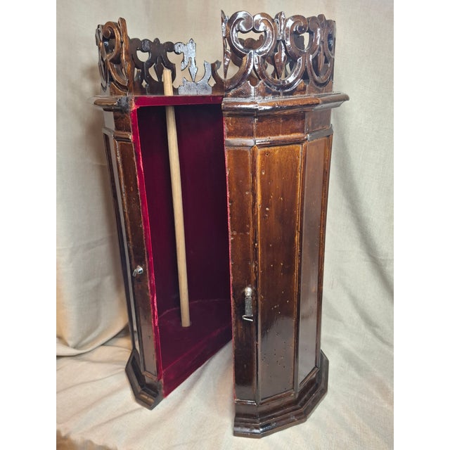 Wood Antique 19thC Italian Sephardic Torah Case Tik Hand Carved Wood J Greenstein Prov For Sale - Image 7 of 17