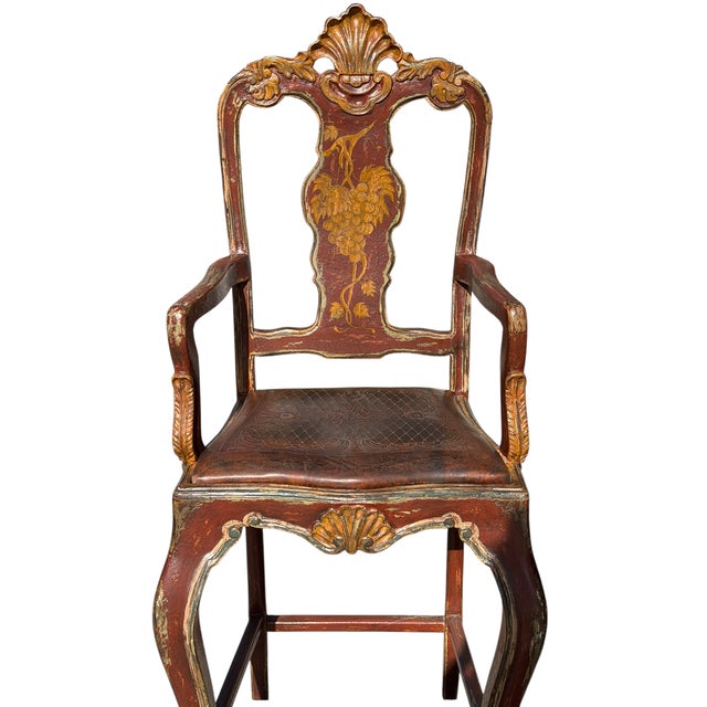 Pair of Hendrix Allardyce Venetian Bar Stools Painted Finish & Leather Seats For Sale - Image 10 of 10