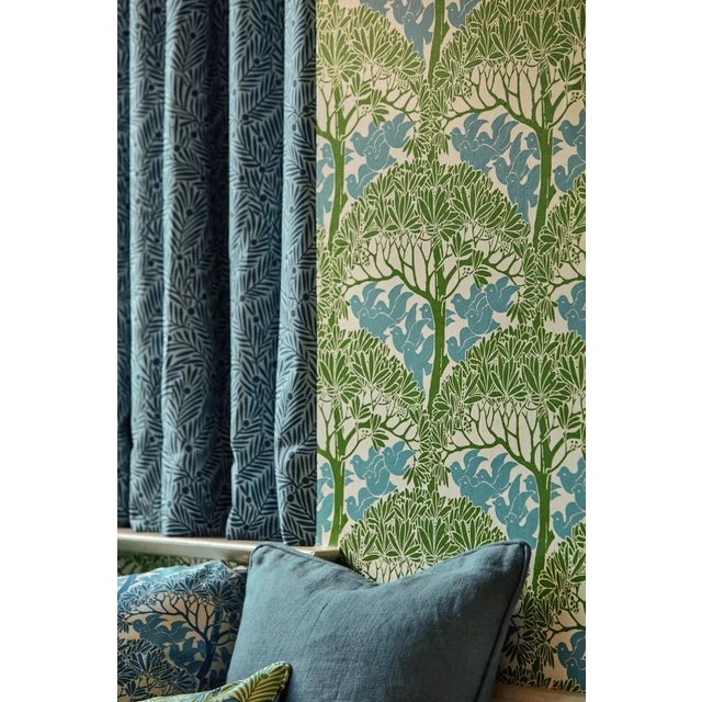 English Morris & Co The Savaric Wallpaper in Garden Green - a Sample For Sale - Image 3 of 3