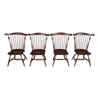 Jamestown Sterling Windsor Style Maple & Pine Bottom Side Chairs - Set of 4 For Sale