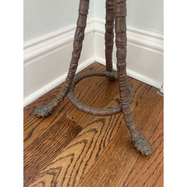 Late 19th Century Antique Brass Bamboo Stylized Stand For Sale - Image 5 of 6