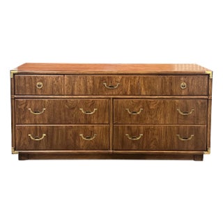 Vintage Drexel Accolade 7 Drawer Campaign Dresser For Sale