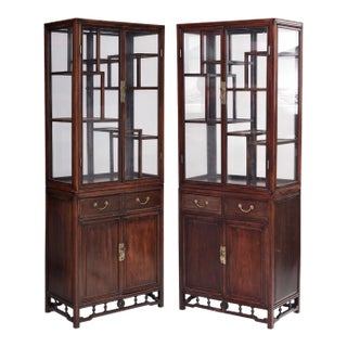 Early 20th Century A Fine Pair of Chinese Hardwood Cabinets For Sale