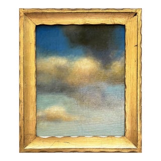 Contemporary Petite Cloud Oil Painting in Vintage Frame For Sale