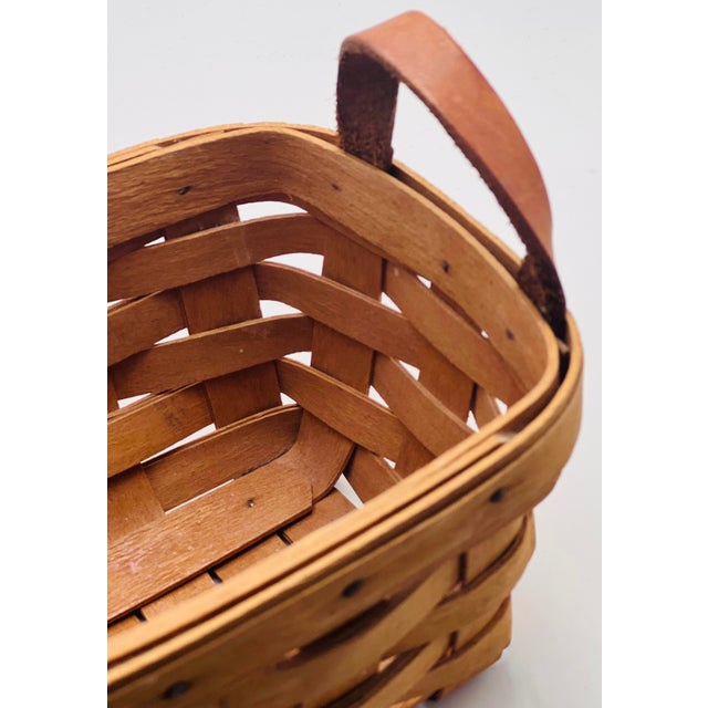 1990s Longaberger Basket With Leather Handles Chairish