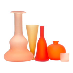 Warm Hues Graphic Frosted Glass Vase Curation - Group of 5