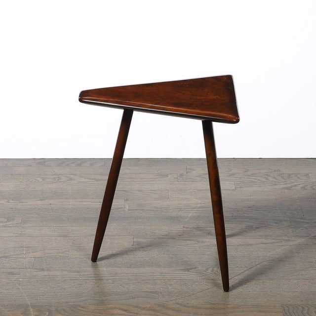 Mid-Century Modernist Triangular Side Table With Tapered Supports Signed Cushman For Sale - Image 10 of 13