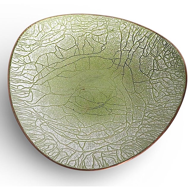 Metal Mid 20th Century Enamel on Copper Dish Vide Poche For Sale - Image 7 of 9