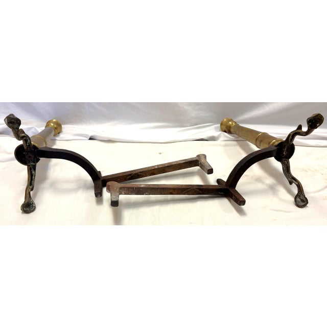 Antique Bradley & Hubbard Federal Style Brass Ball & Claw Foot Andirons - A Pair For Sale - Image 14 of 18