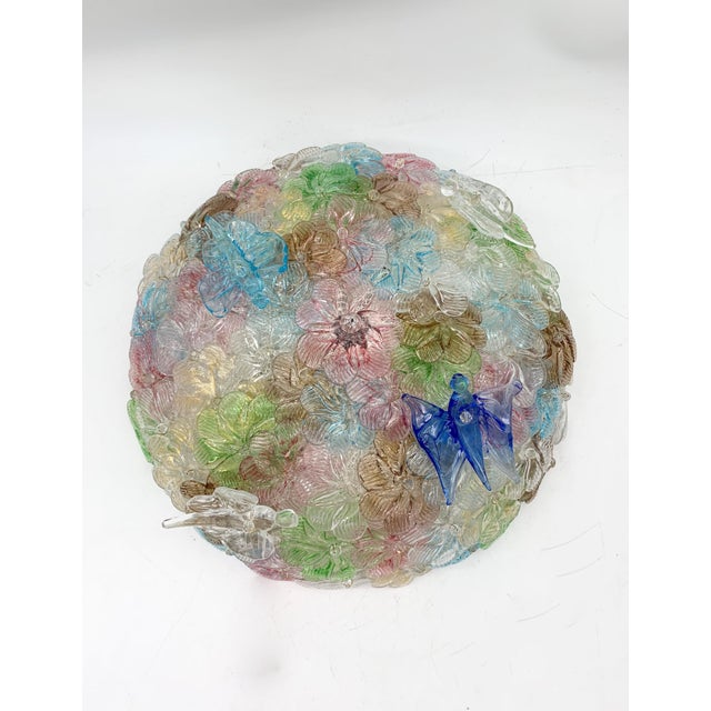 Vintage Ceiling Light with Murano Flowers and Butterfly by Livio Seguso, 1960 For Sale - Image 6 of 6