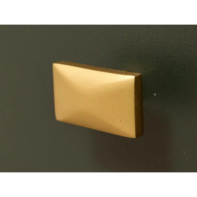 Vintage Dark Green Geometric Credenza With Brass Hardware For Sale - Image 10 of 12
