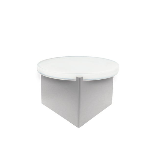 Alwa One Big Side Table with White Top & Brushed Stainless Steel Base by Sebastian Herkner for Pulpo For Sale - Image 6 of 6
