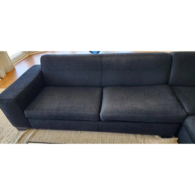 Thayer Coggin Sectional Sofa in Black Linen For Sale - Image 9 of 12